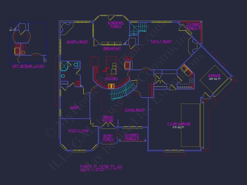 Luxury house Plan with 3 Floors, CAD Designs & Blueprint
