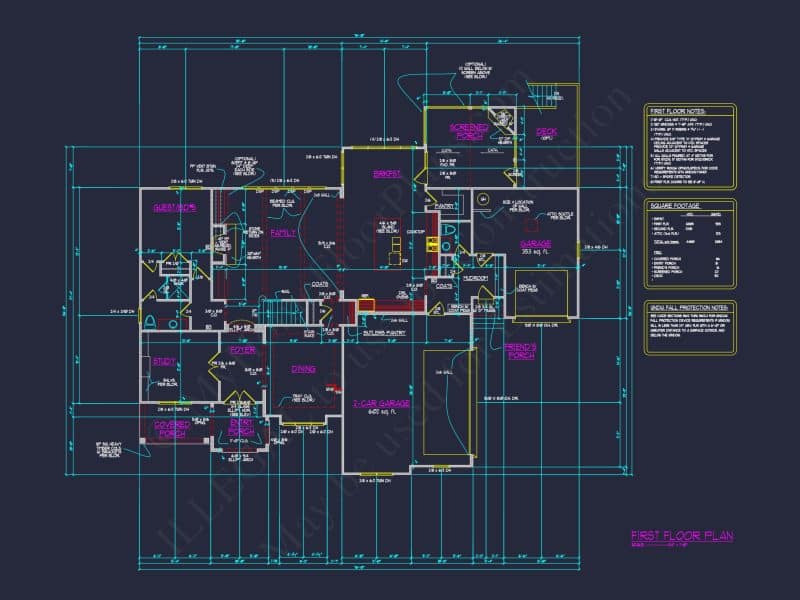 Luxury house Plan with 5 Bedrooms and Detailed CAD Designs