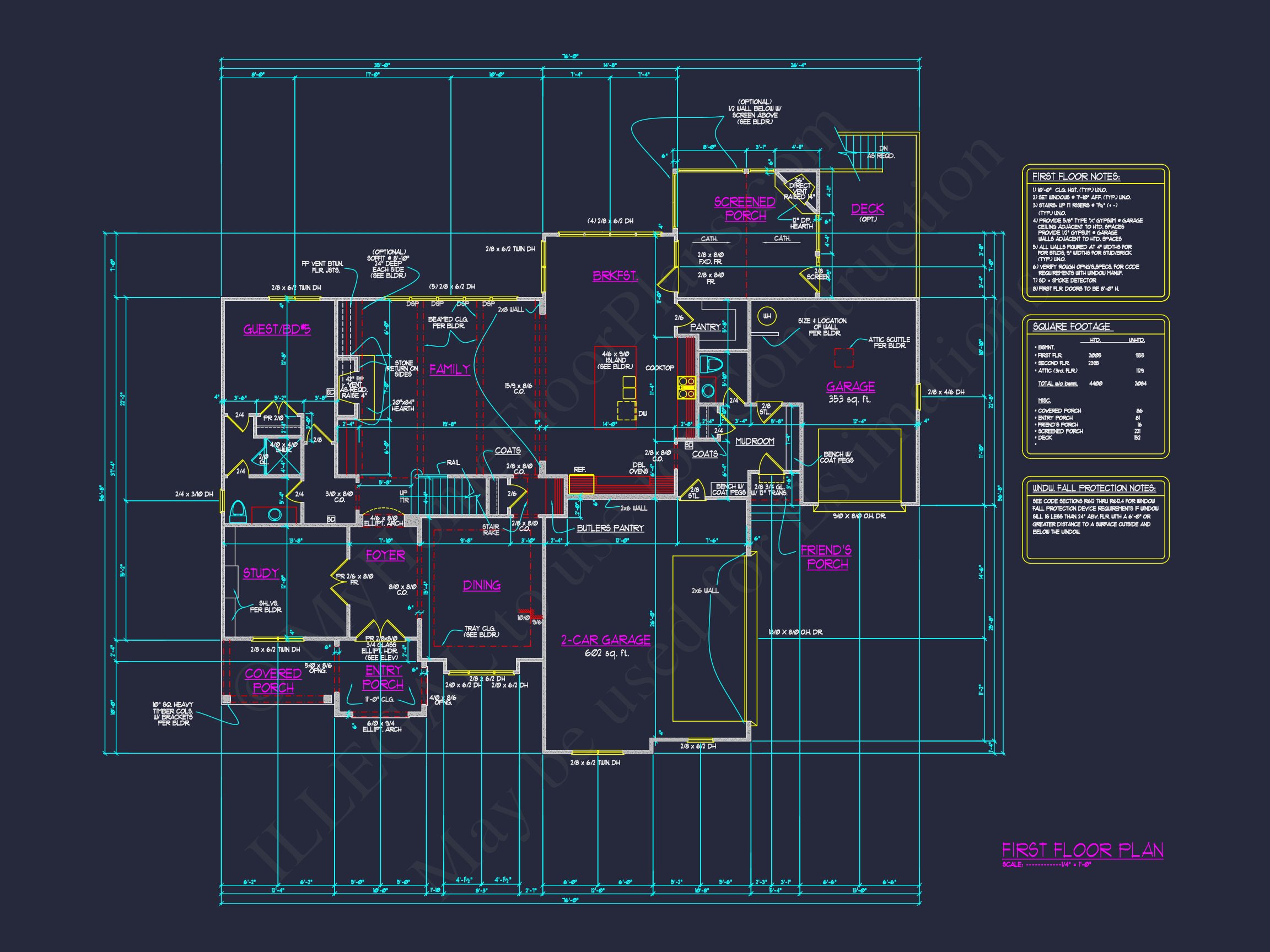 Luxury house Plan with 5 Bedrooms and Detailed CAD Designs