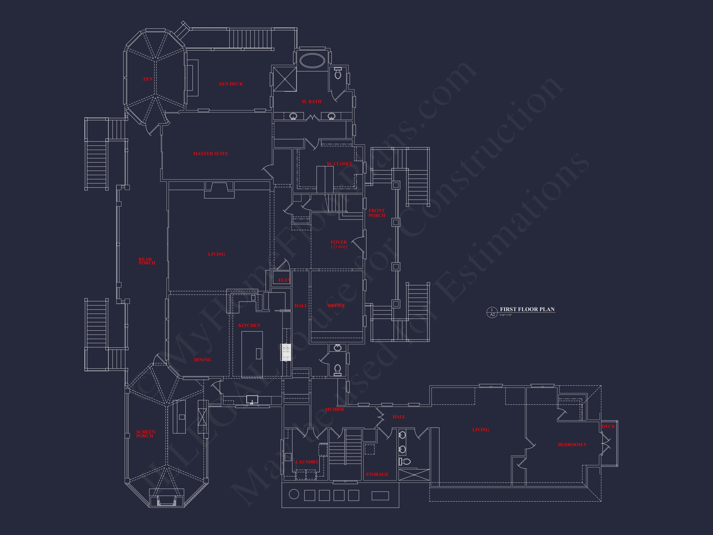 Luxury Home Plan with 5 Bedrooms,2 Floors,and Modern Designs