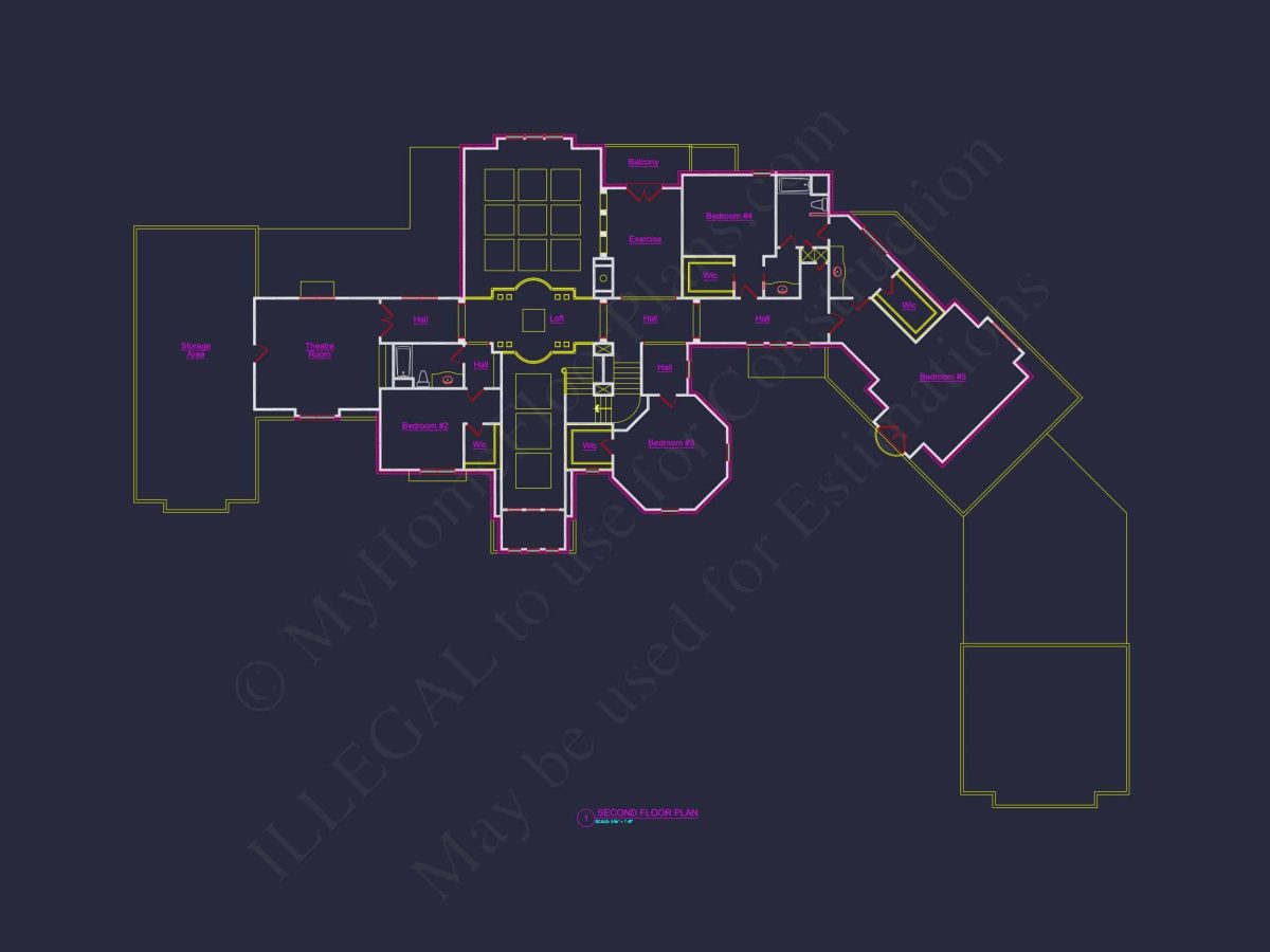 Luxury house Plan with 5 Bedrooms, CAD Designs & Vaulted Ceilings