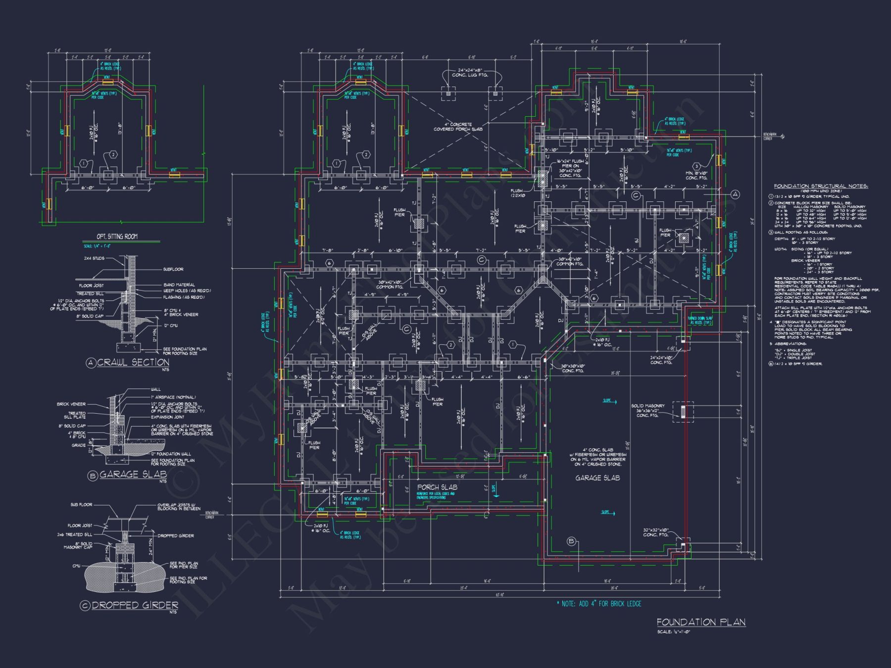 Luxury house Plan with CAD Blueprint: 4 Beds, 2 Stories, 3-Car Garage