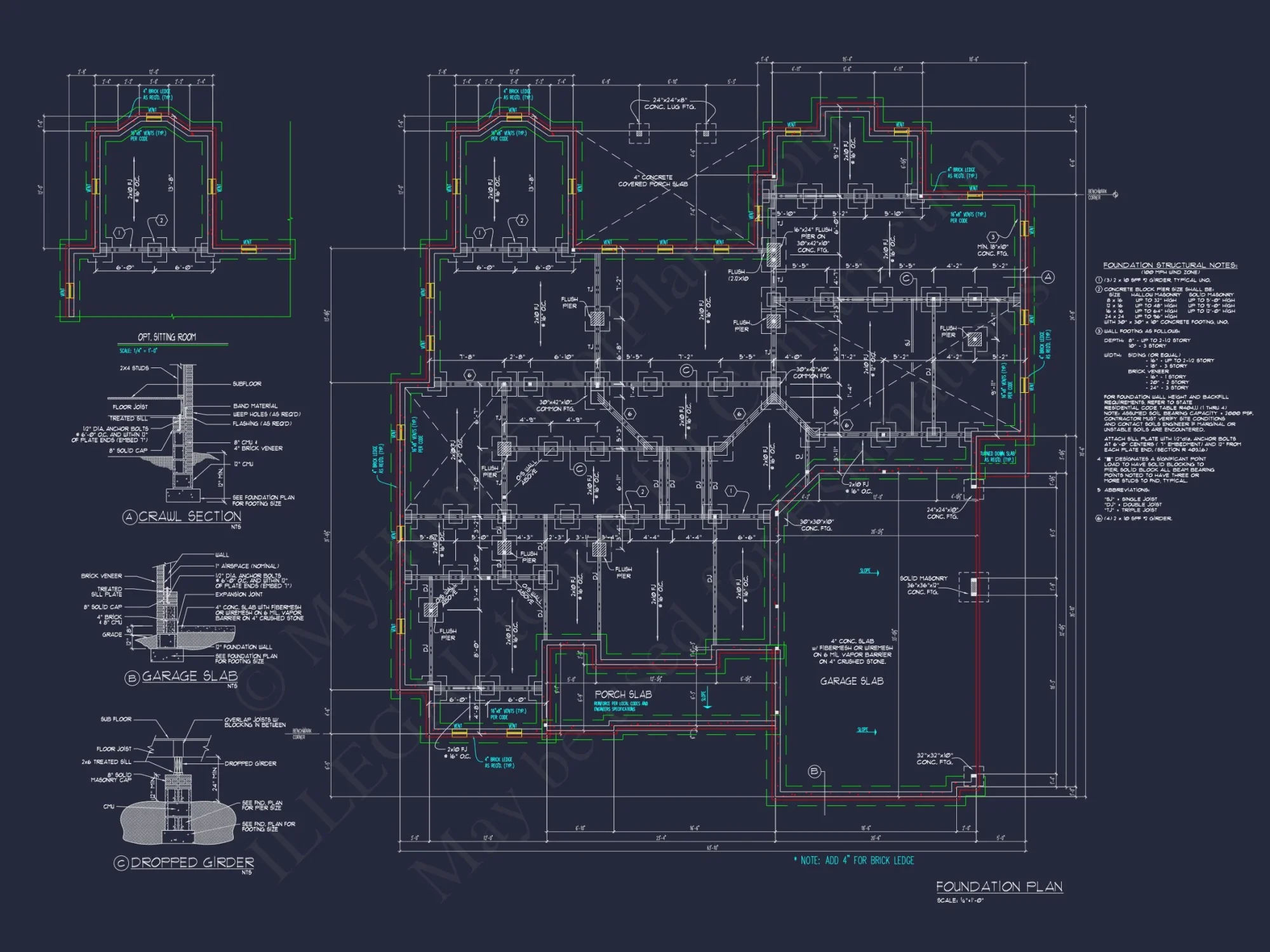 Luxury house Plan with CAD Blueprint: 4 Beds, 2 Stories, 3-Car Garage