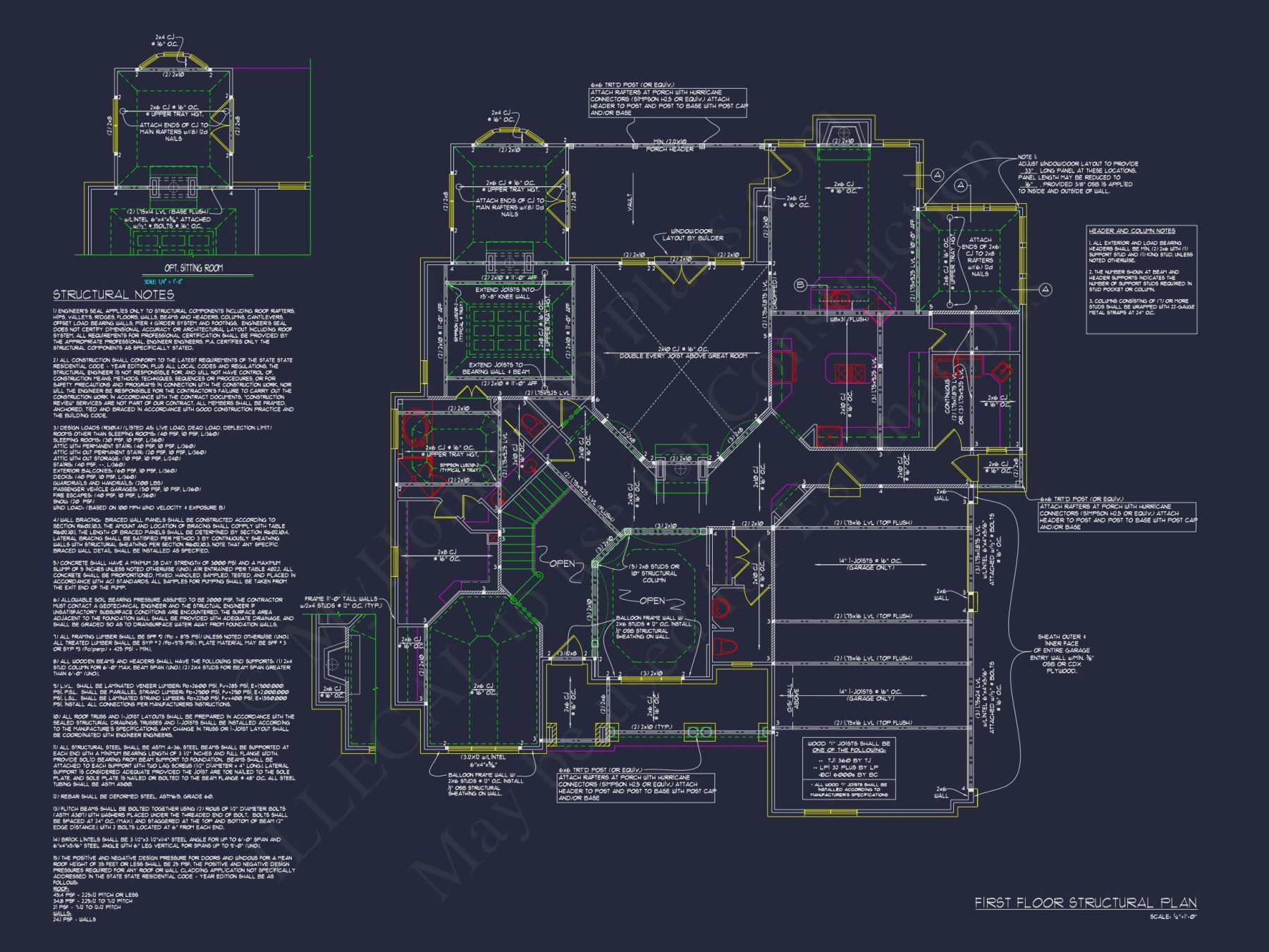 Luxury house Plan with CAD Blueprint: 4 Beds, 2 Stories, 3-Car Garage