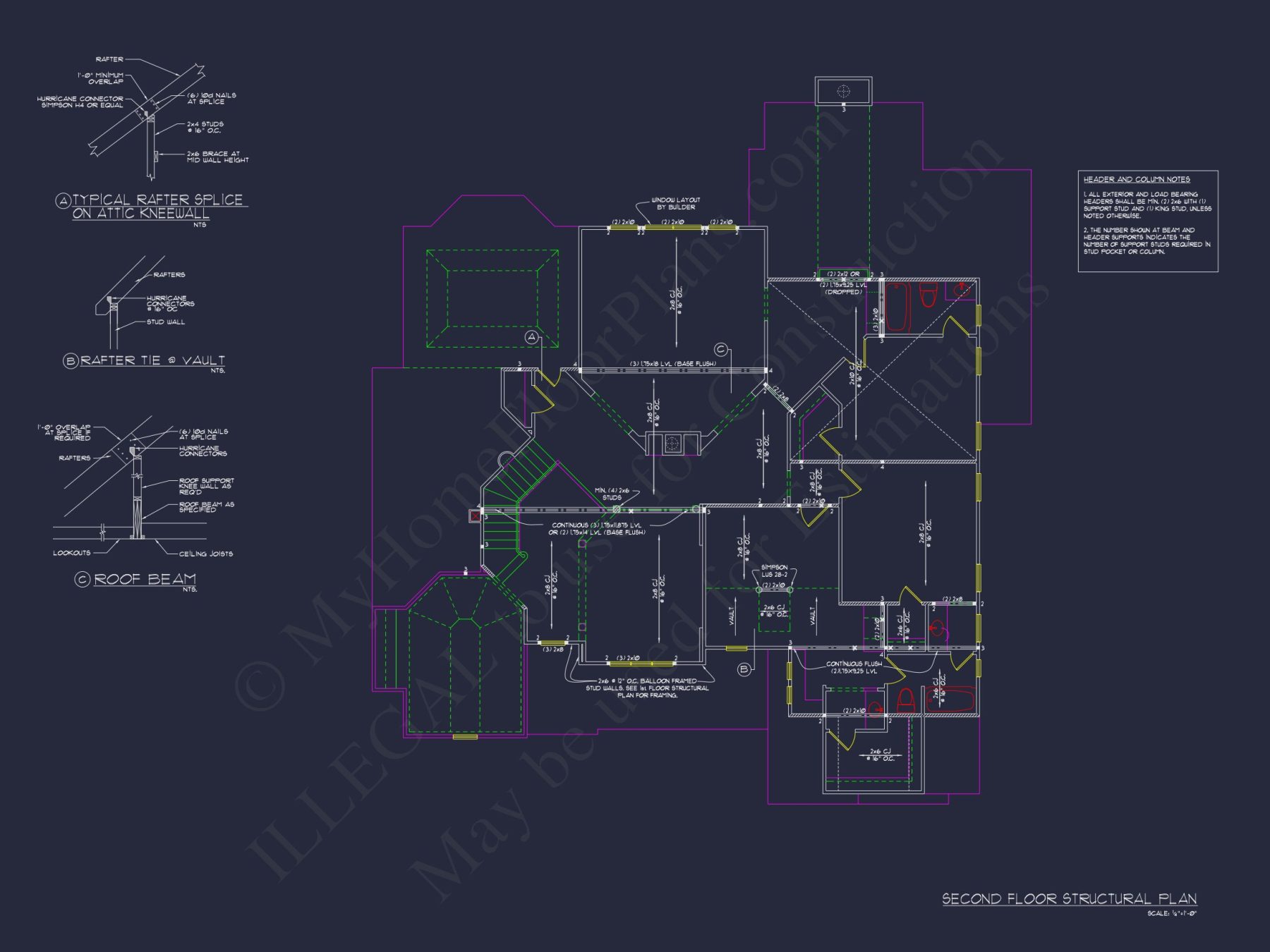 Luxury house Plan with CAD Blueprint: 4 Beds, 2 Stories, 3-Car Garage