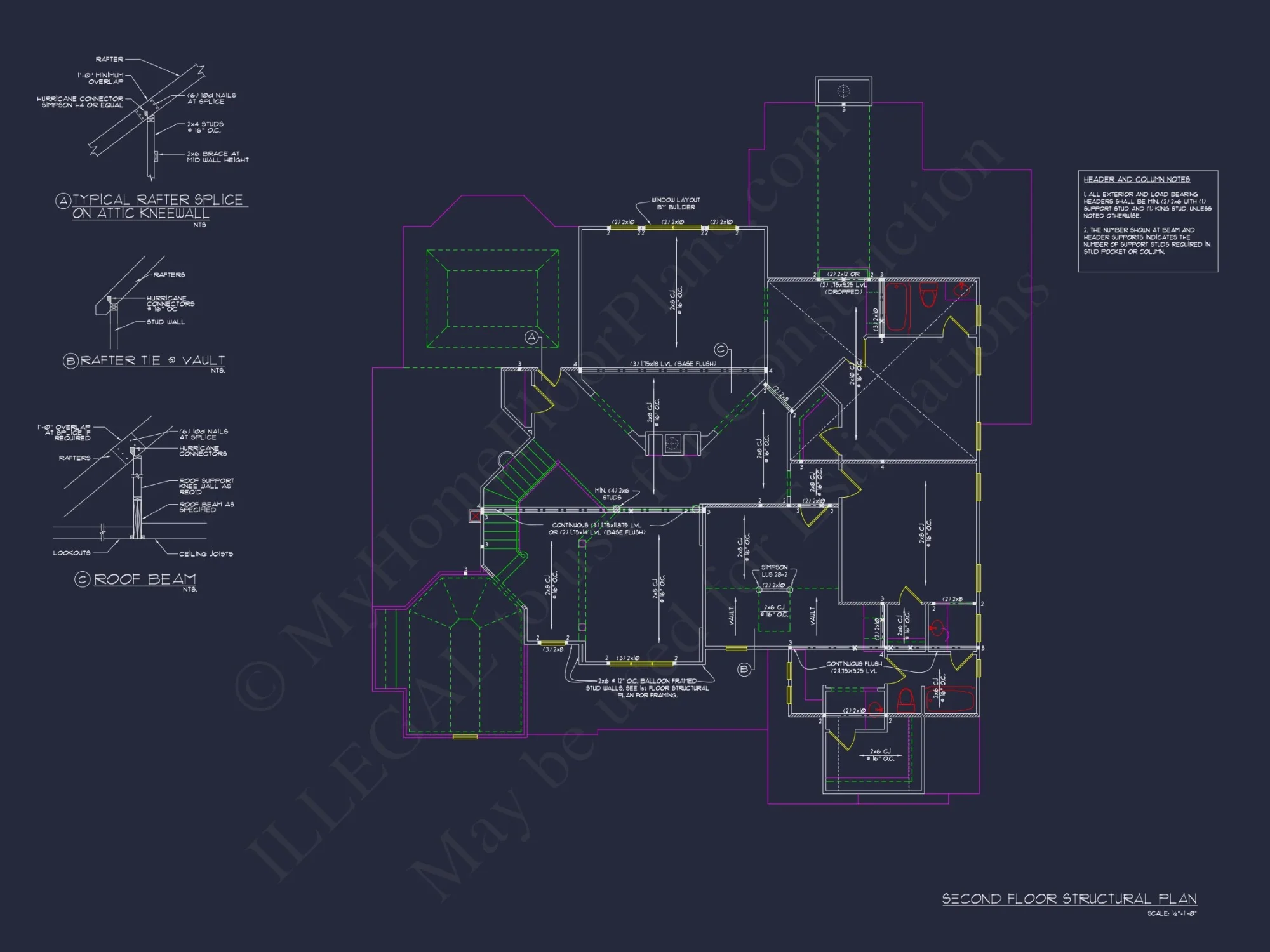 Luxury house Plan with CAD Blueprint: 4 Beds, 2 Stories, 3-Car Garage