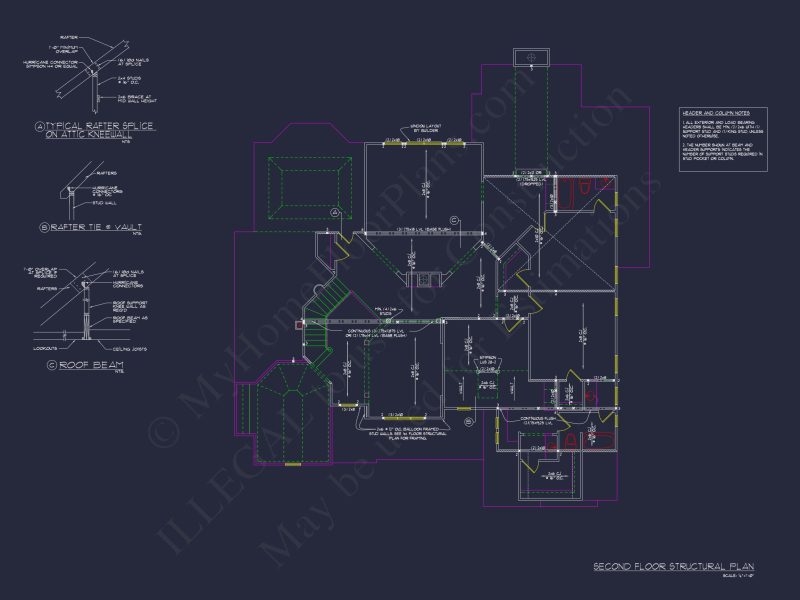 Luxury house Plan with CAD Blueprint: 4 Beds, 2 Stories, 3-Car Garage