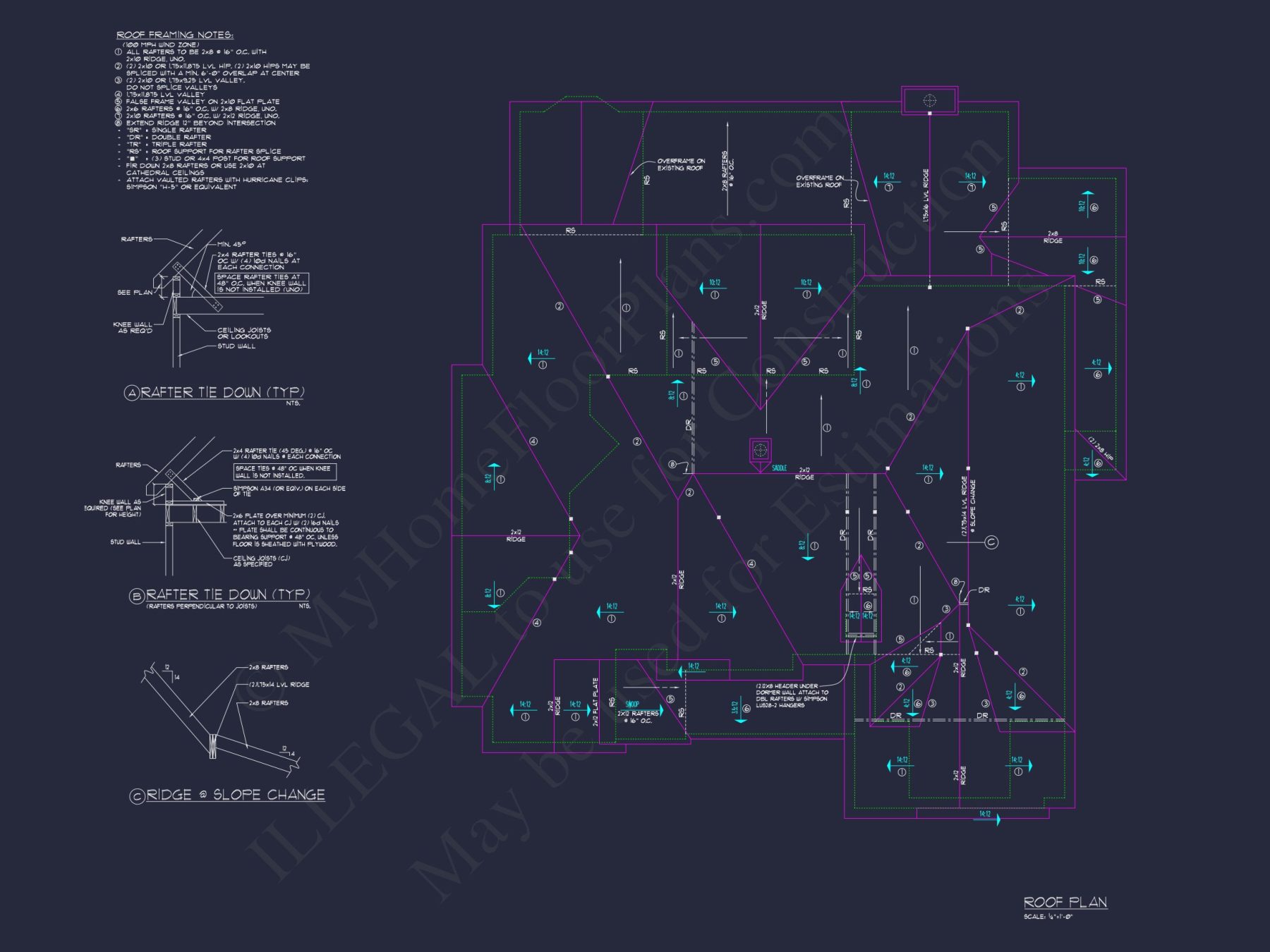 Luxury house Plan with CAD Blueprint: 4 Beds, 2 Stories, 3-Car Garage