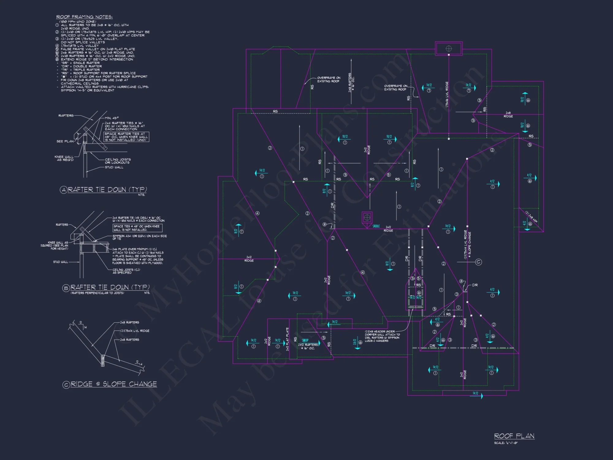 Luxury house Plan with CAD Blueprint: 4 Beds, 2 Stories, 3-Car Garage