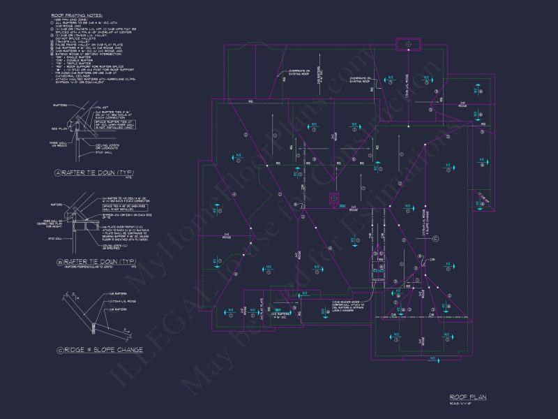 Luxury house Plan with CAD Blueprint: 4 Beds, 2 Stories, 3-Car Garage