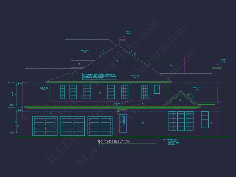 Luxury house Plan with CAD Blueprint: 4 Beds, 2 Stories, 3-Car Garage