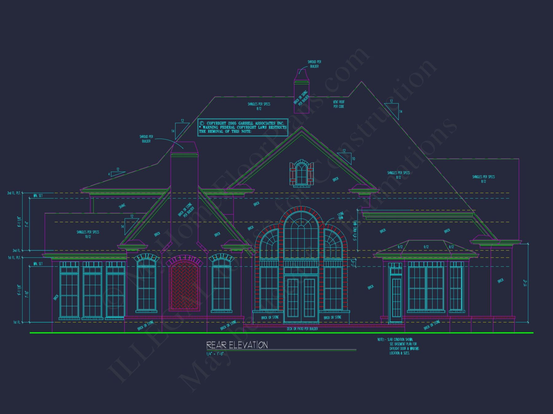 Luxury house Plan with CAD Blueprint: 4 Beds, 2 Stories, 3-Car Garage