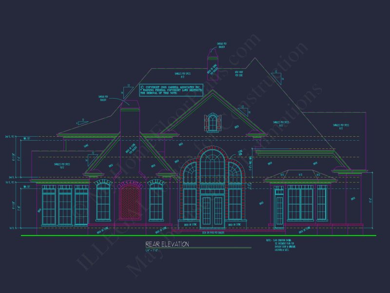 Luxury house Plan with CAD Blueprint: 4 Beds, 2 Stories, 3-Car Garage