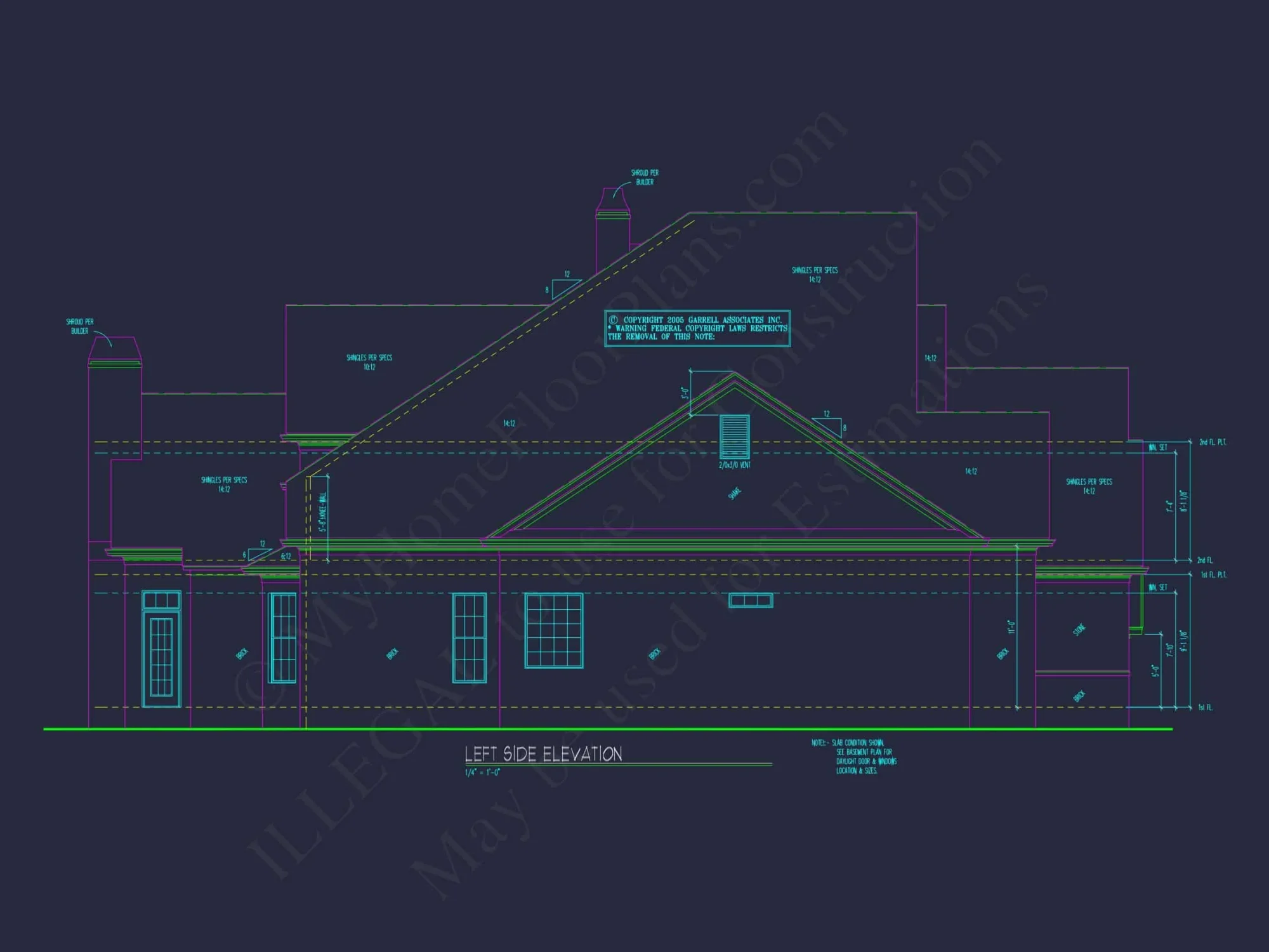 Luxury house Plan with CAD Blueprint: 4 Beds, 2 Stories, 3-Car Garage
