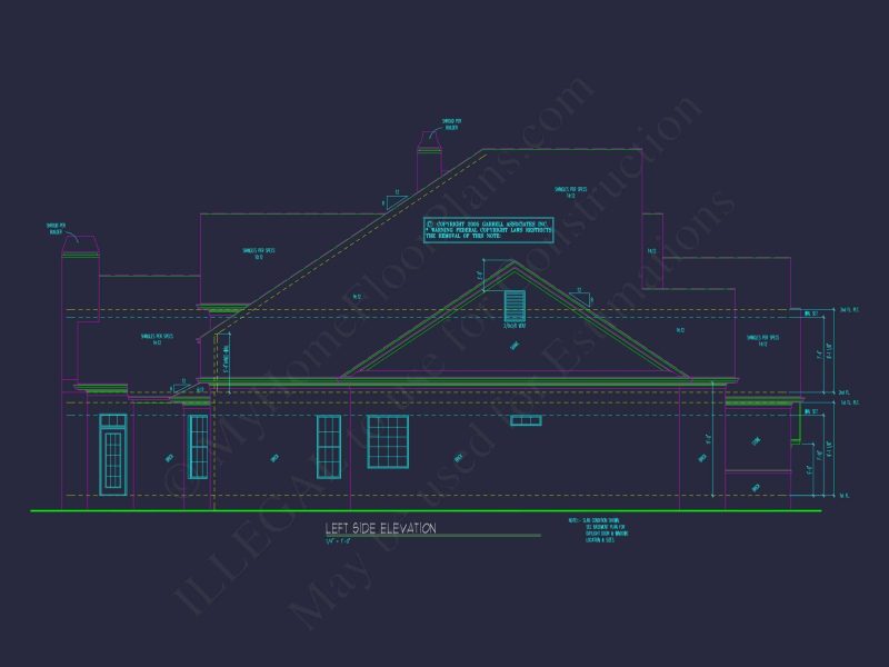 Luxury house Plan with CAD Blueprint: 4 Beds, 2 Stories, 3-Car Garage