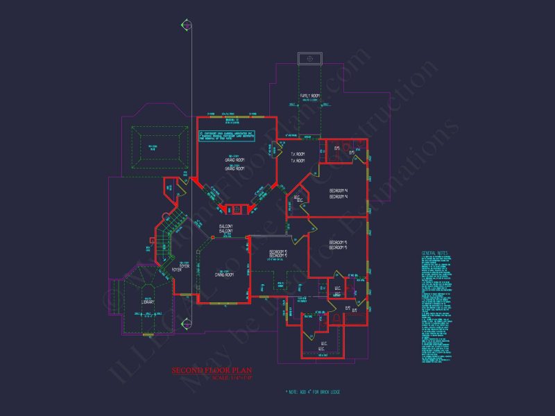 Luxury house Plan with CAD Blueprint: 4 Beds, 2 Stories, 3-Car Garage