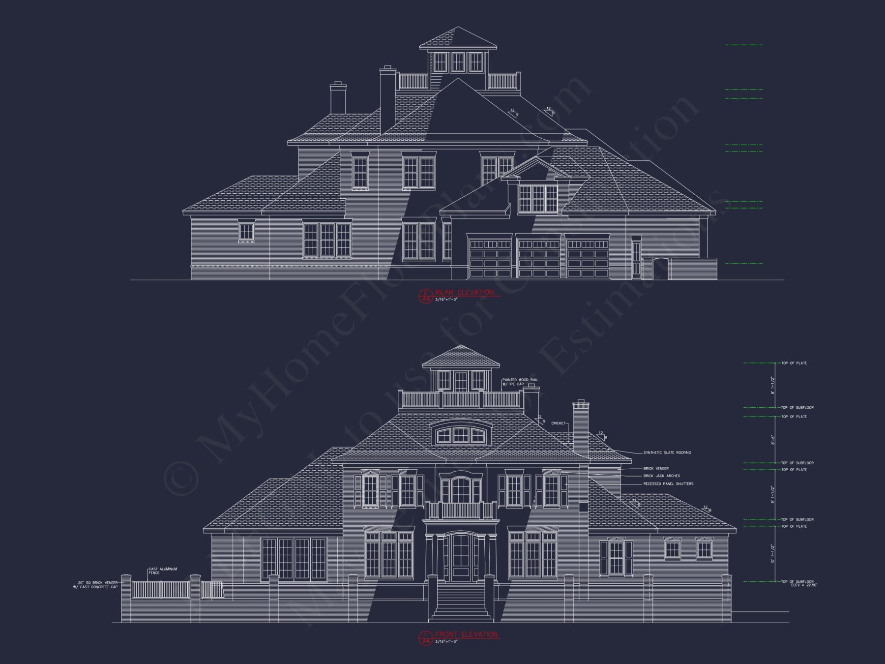 Luxury house Plan with CAD Designs, 3 Floors & 5 Bedrooms