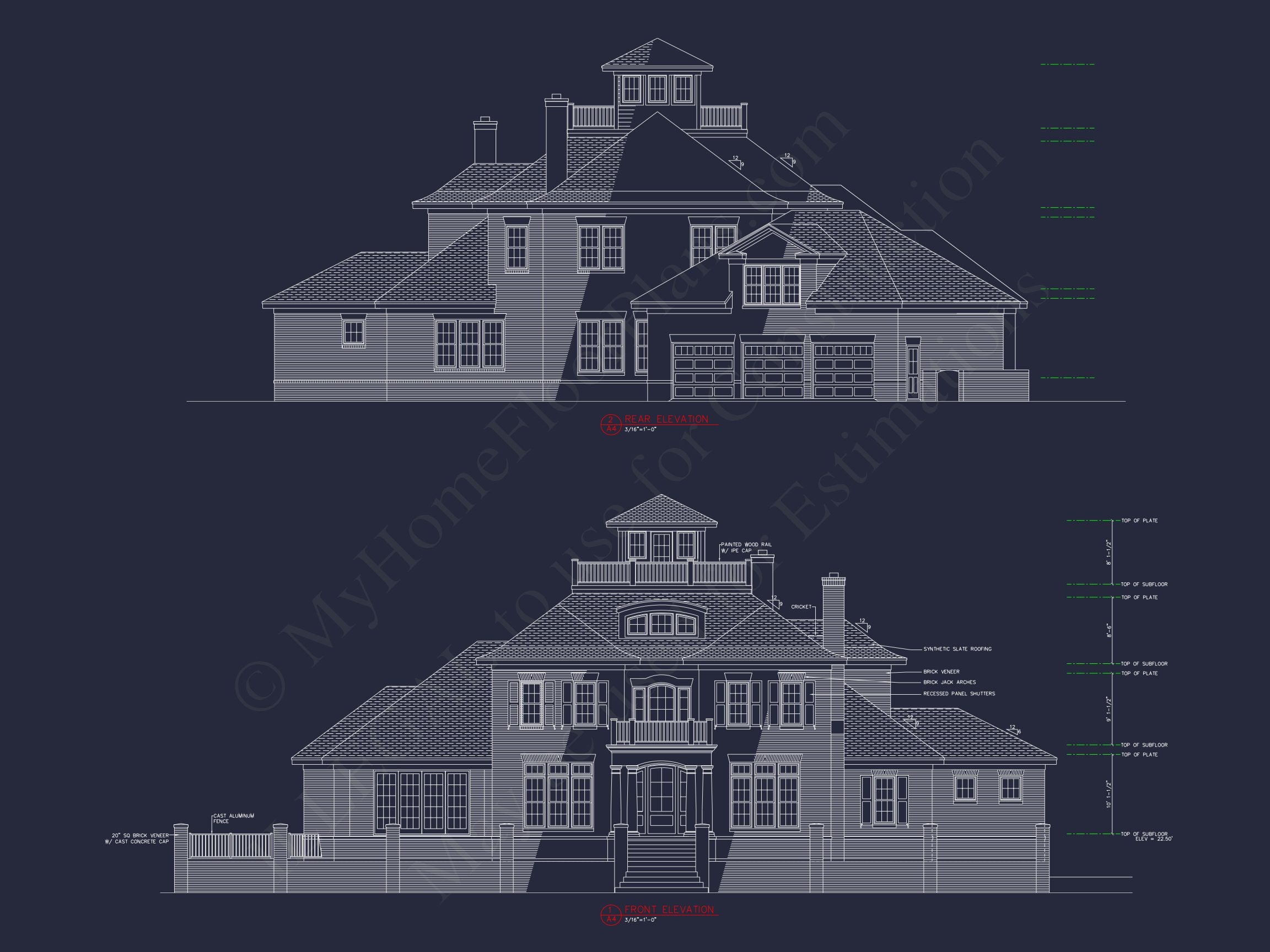Luxury house Plan with CAD Designs,3 Floors & 5 Bedrooms