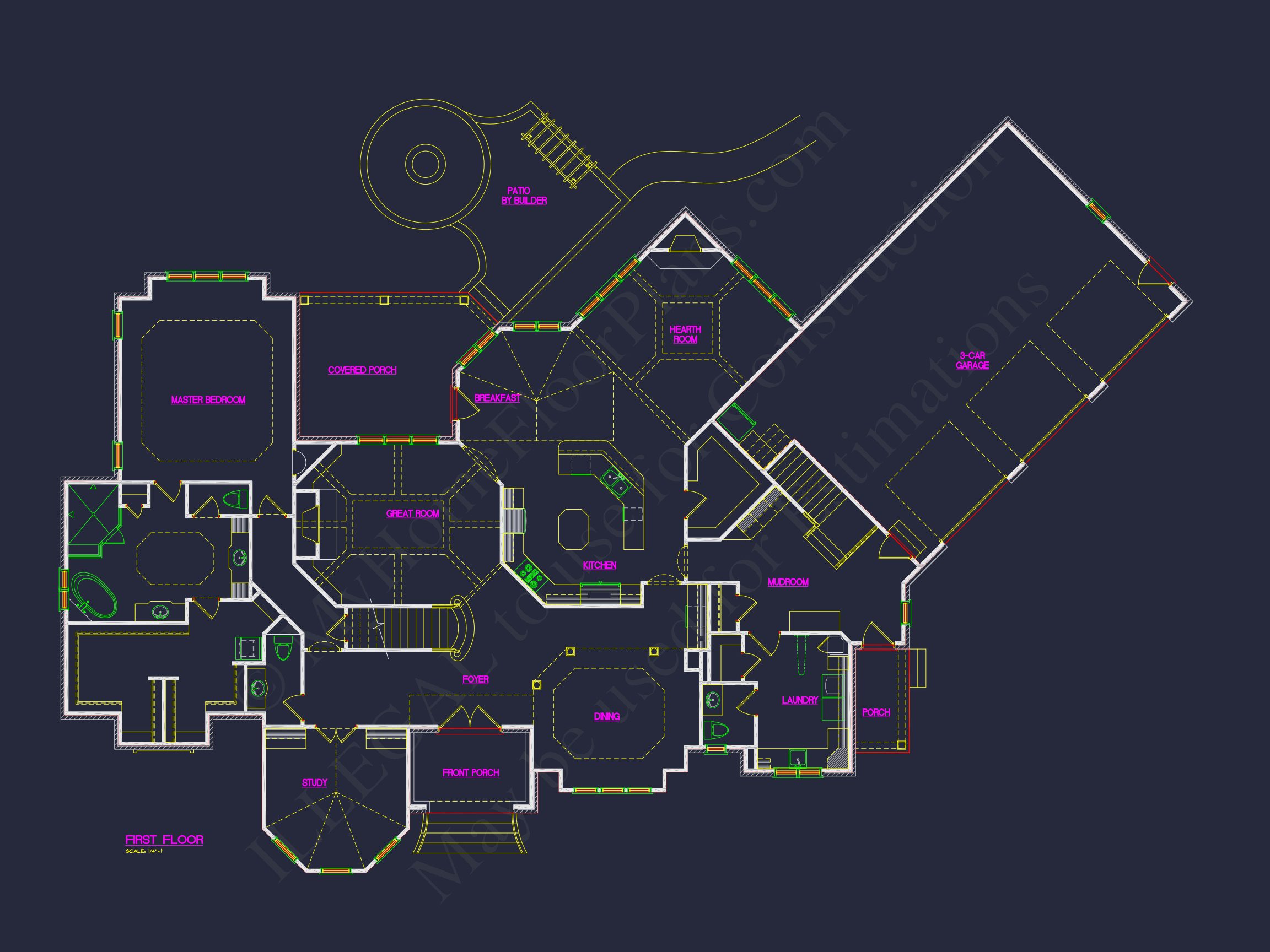 Luxury house Plan with Detailed Floor Plan,CAD,and Blueprint Designs