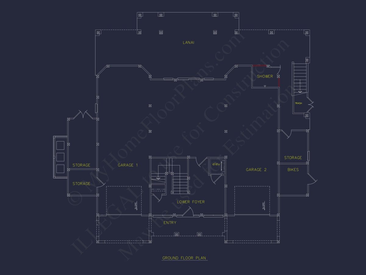 Luxury house Plan with Oversized Garage, CAD, and Blueprint Design