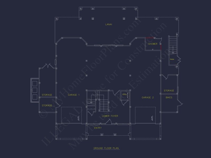 Luxury house Plan with Oversized Garage, CAD, and Blueprint Design
