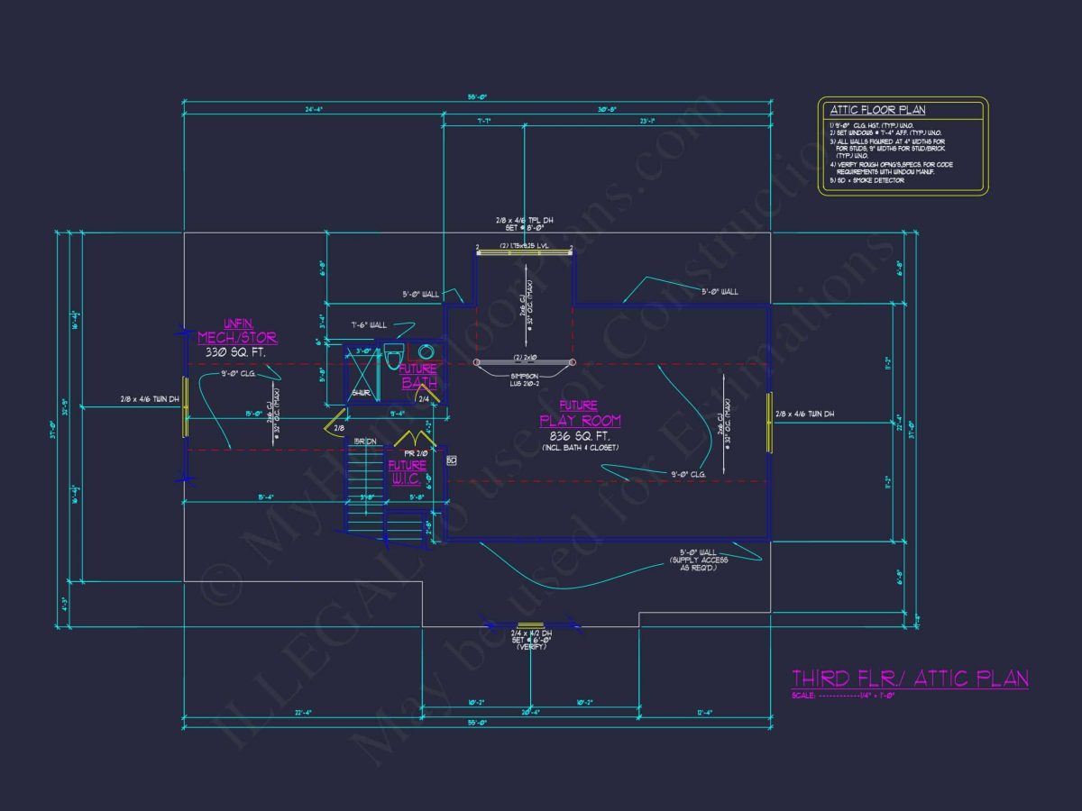 Mediterranean house Plan with 3 Floors and 4 Bedrooms