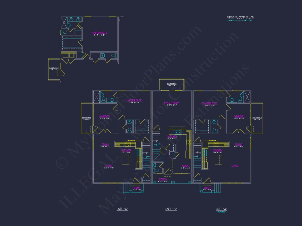 Modern 2-Bedroom Townhome Blueprint with Open Plan Design