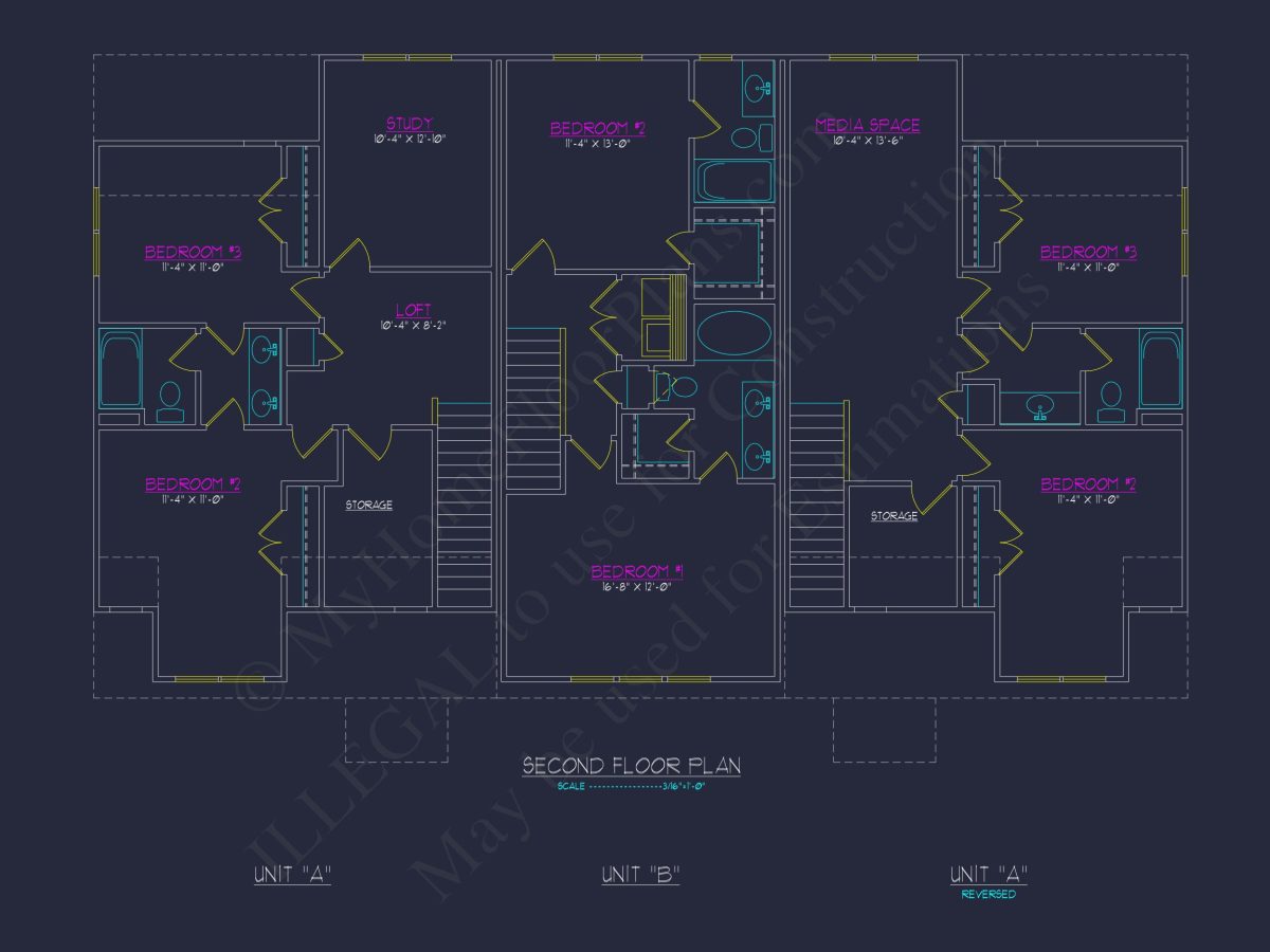 Modern 2-Bedroom Townhome Blueprint with Open Plan Design