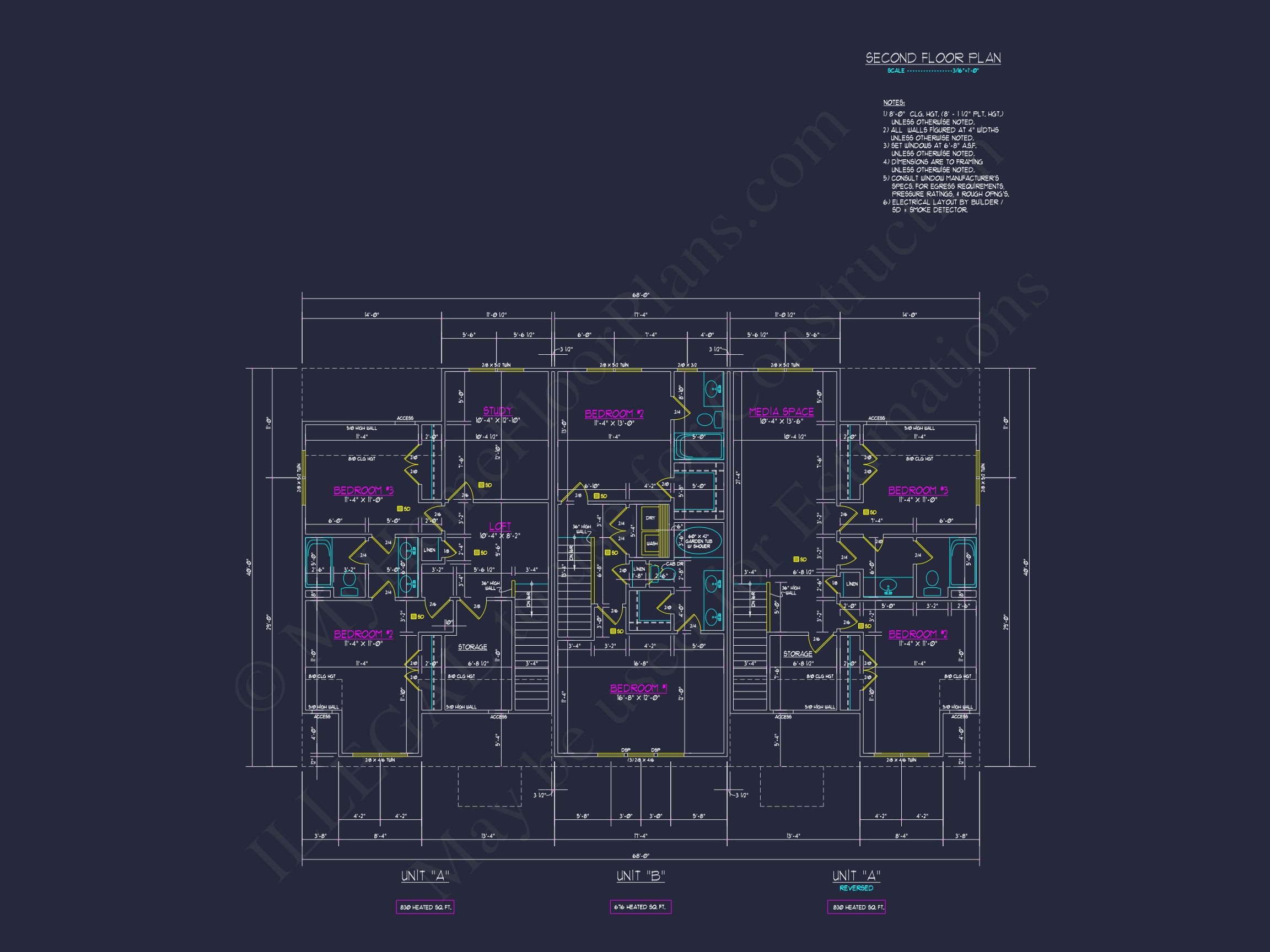 Modern 2-Bedroom Townhome Blueprint with Open Plan Design