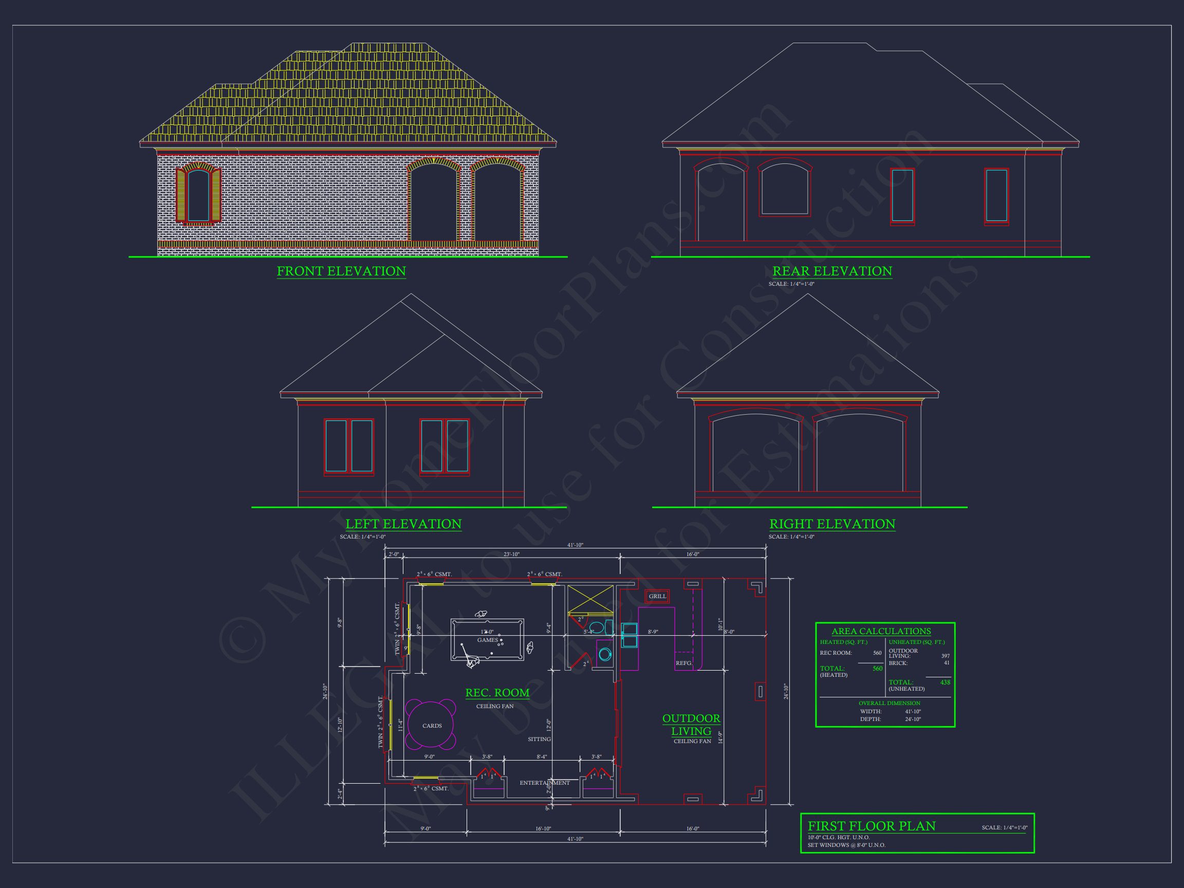 Modern 2-Story Garage Floor Plan with Living Space and CAD Designs