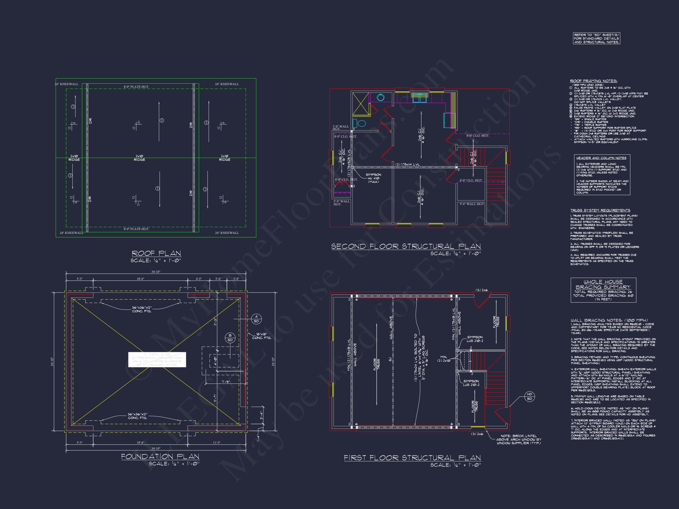 Modern 2-Story Garage Floor Plan with Living Space and CAD Designs