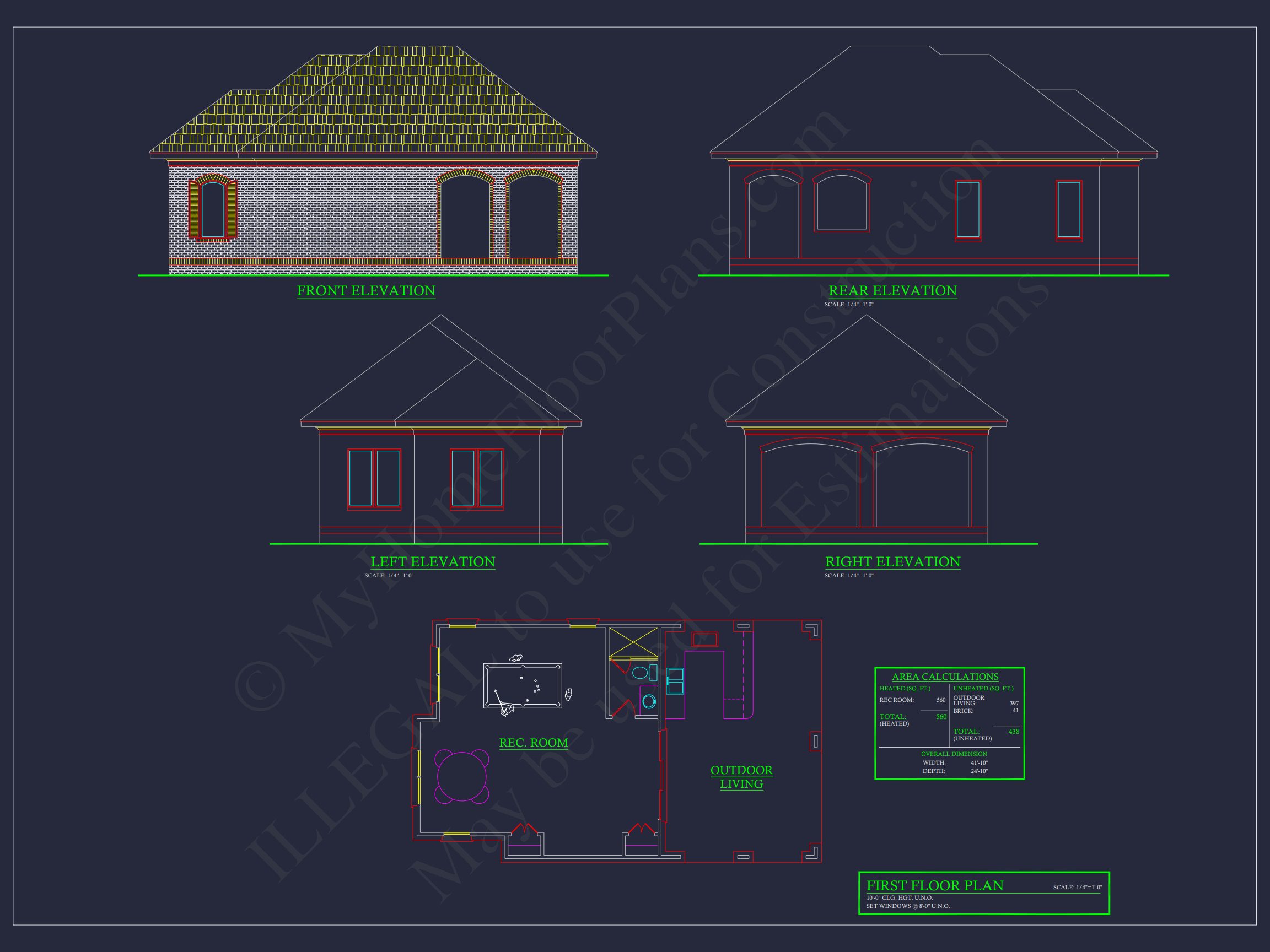 Modern 2-Story Garage Floor Plan with Living Space and CAD Designs