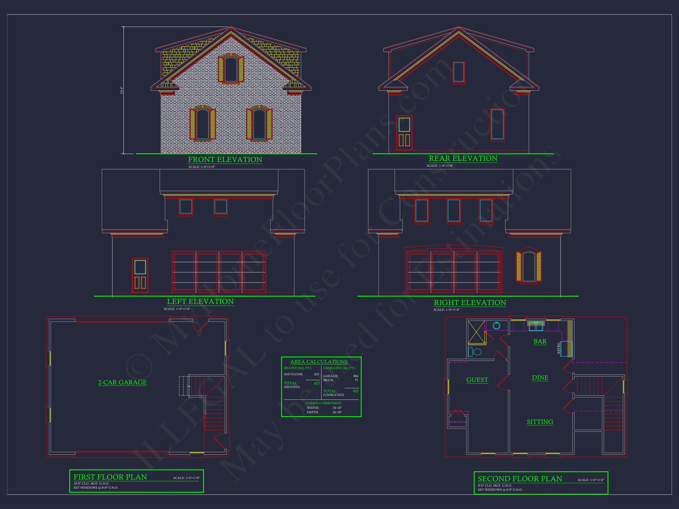 Modern 2-Story Garage Floor Plan with Living Space and CAD Designs