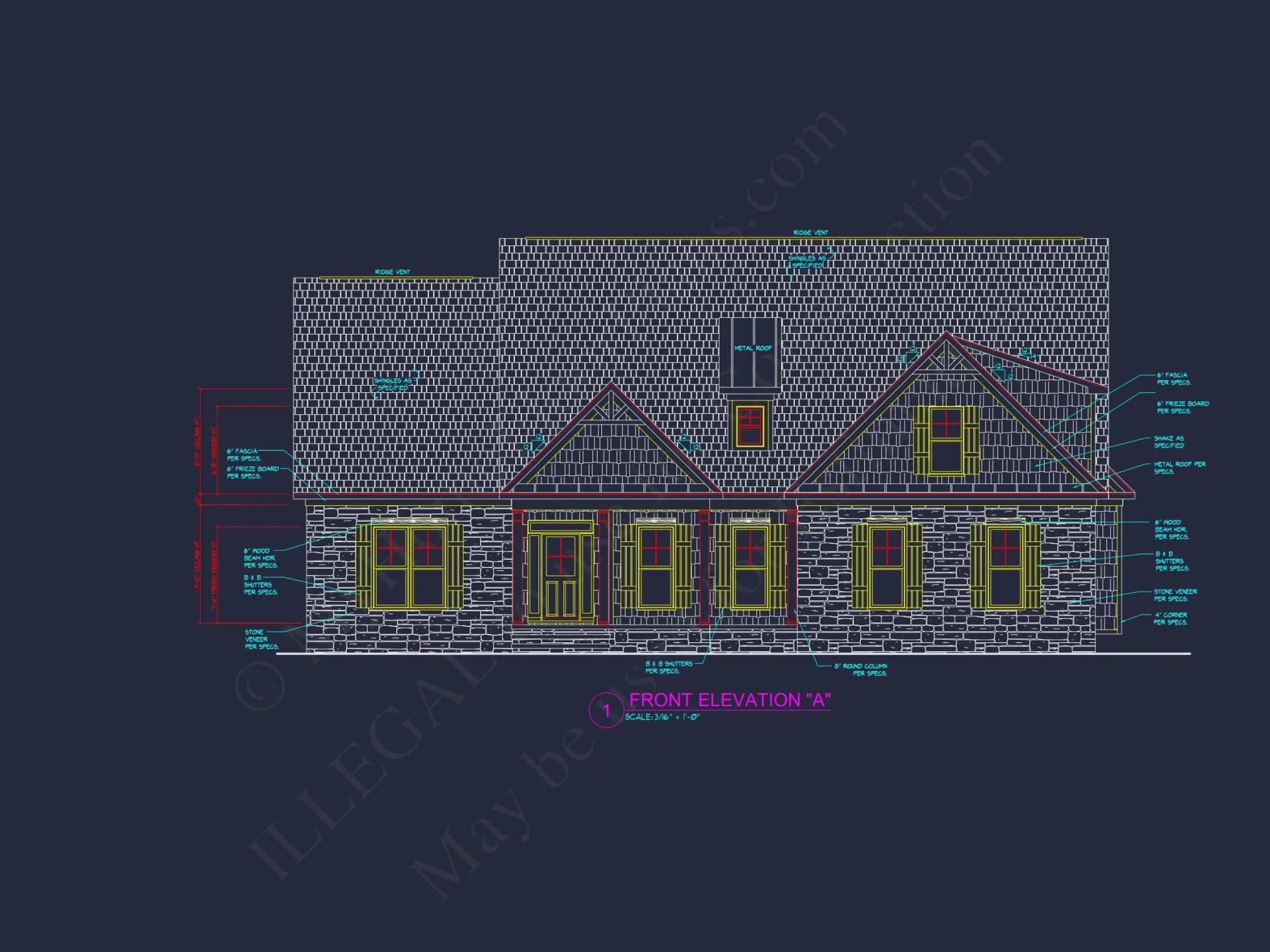 Modern 2-Story house Design with 3 Bedrooms and Garage – CAD Blueprint