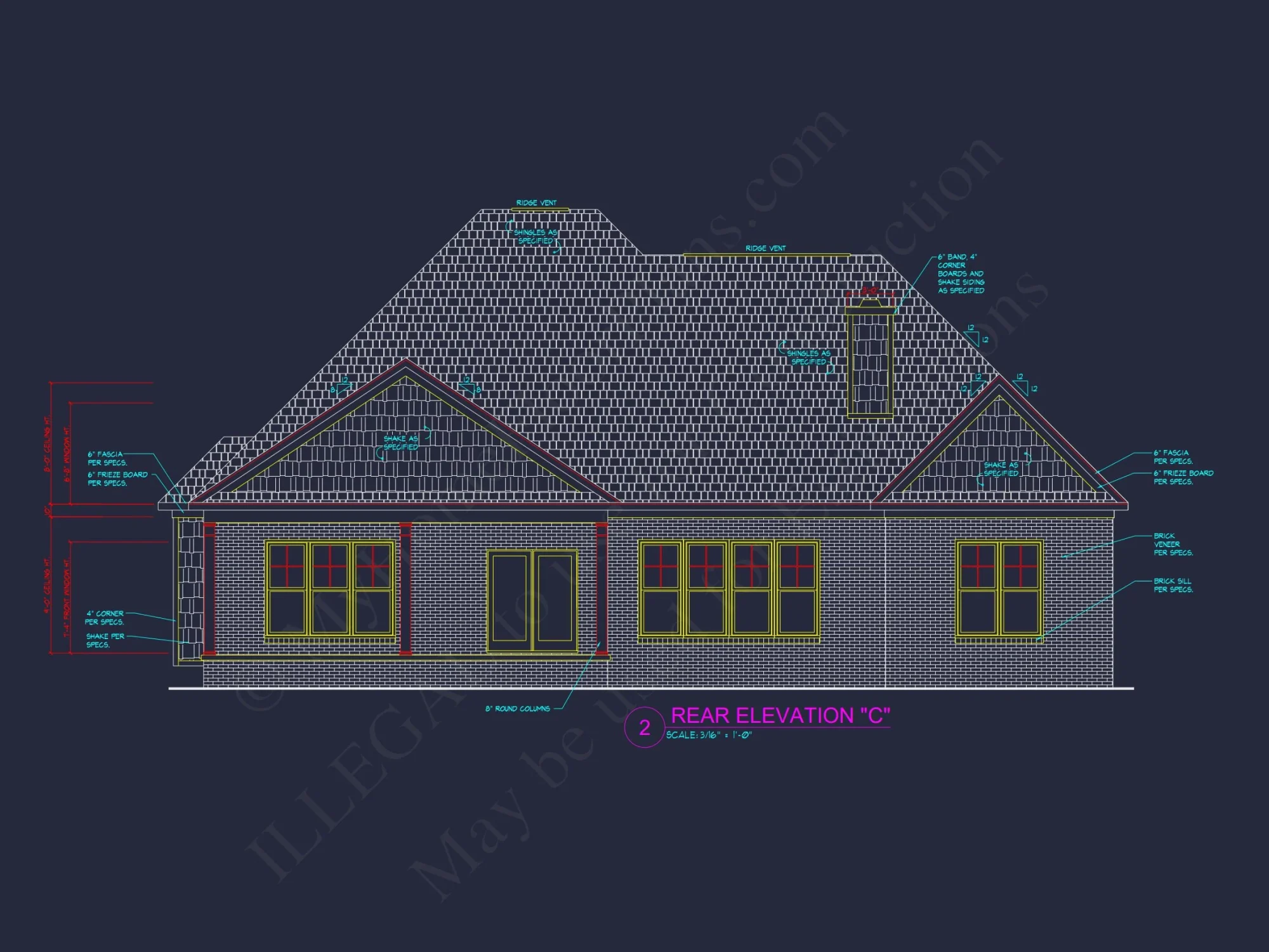 Modern 2-Story house Design with 3 Bedrooms and Garage – CAD Blueprint