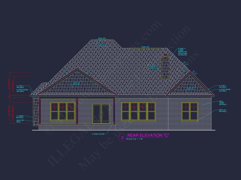 Modern 2-Story house Design with 3 Bedrooms and Garage – CAD Blueprint