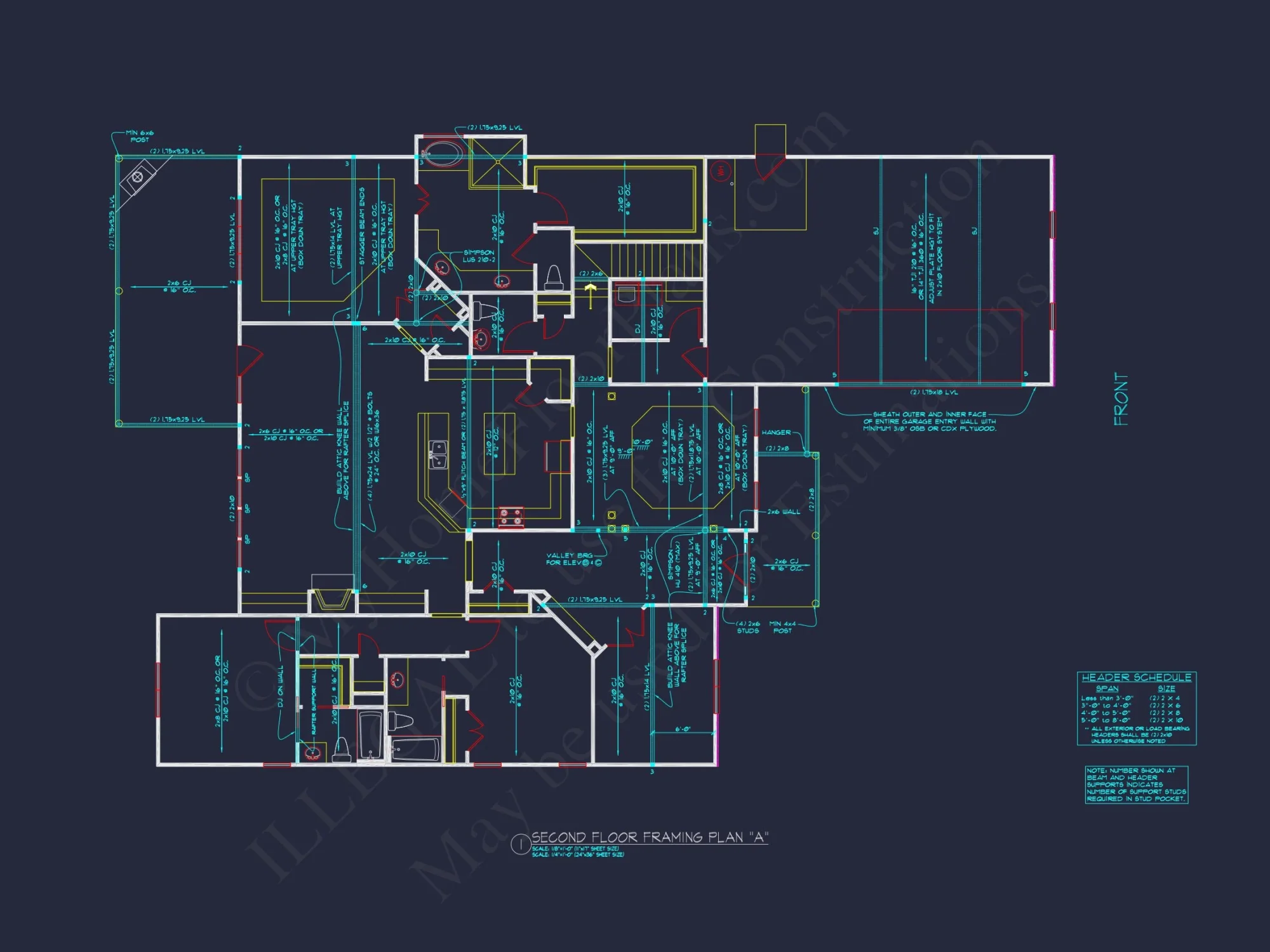 Modern 2-Story house Design with 3 Bedrooms and Garage – CAD Blueprint