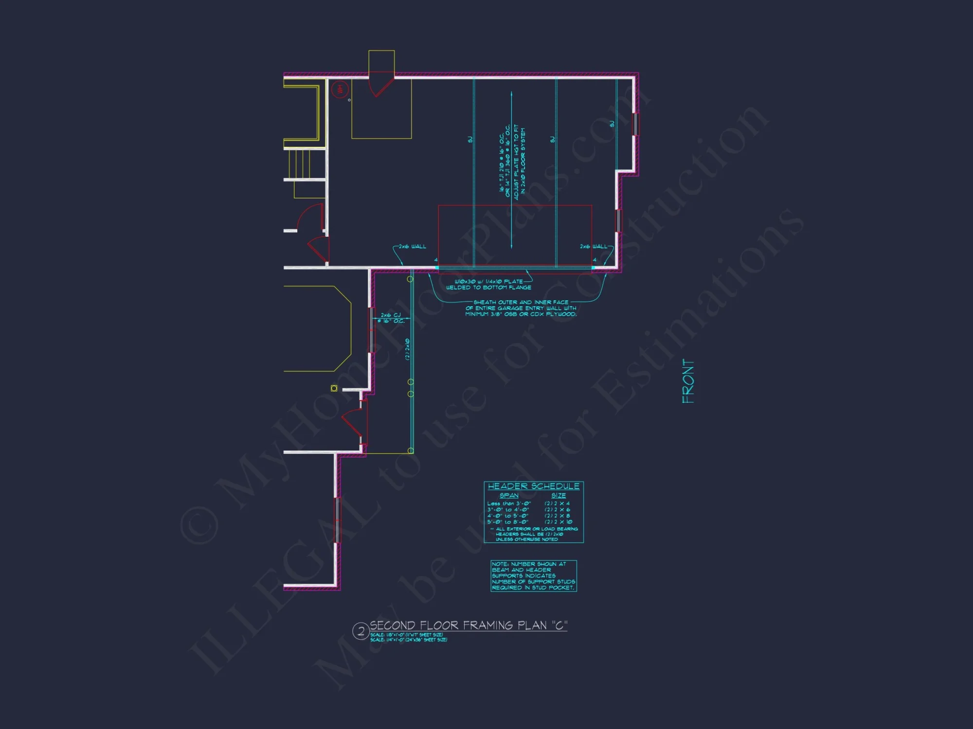 Modern 2-Story house Design with 3 Bedrooms and Garage – CAD Blueprint