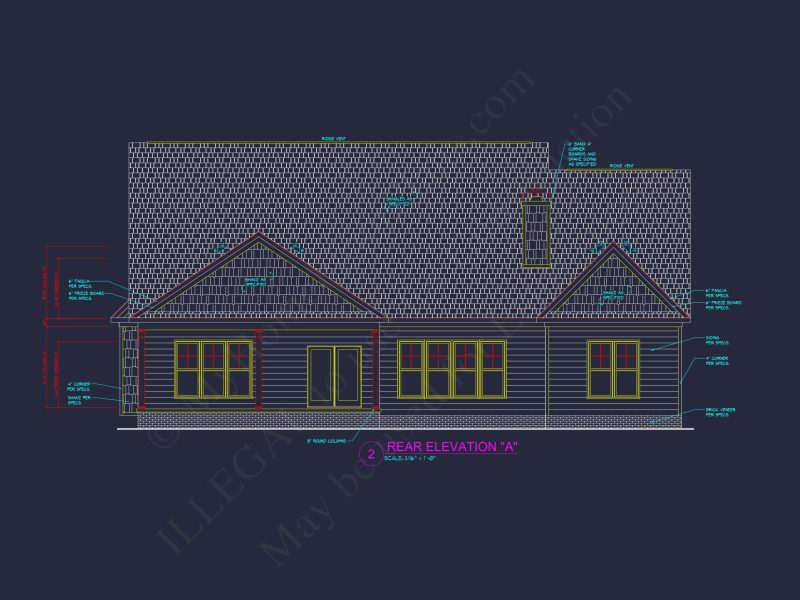 Modern 2-Story house Design with 3 Bedrooms and Garage – CAD Blueprint