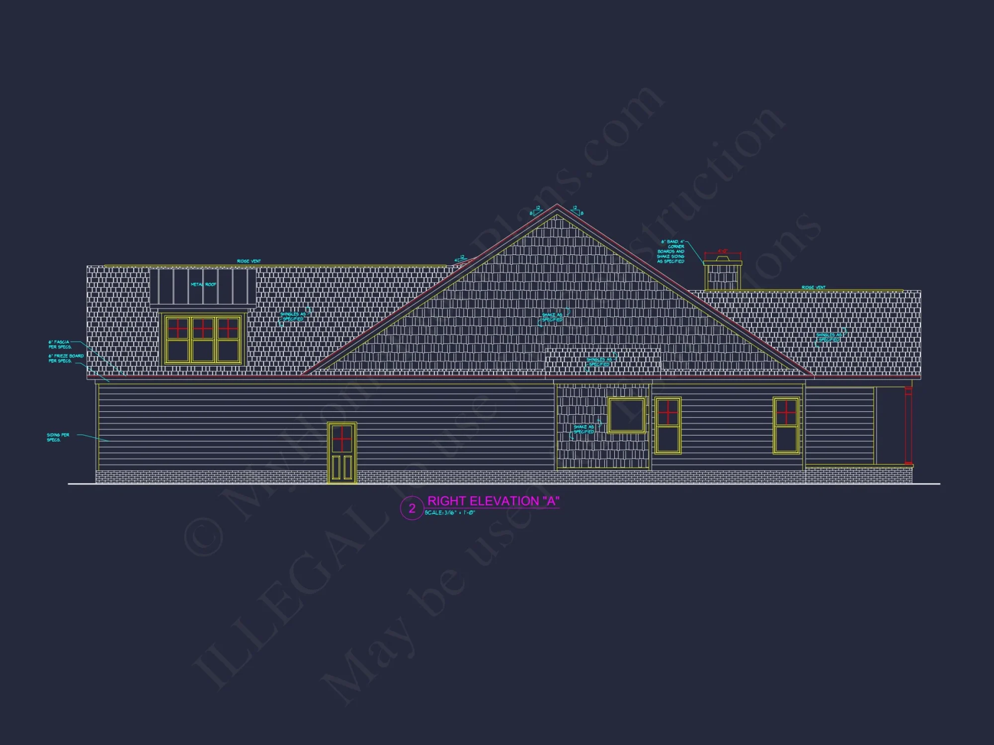 Modern 2-Story house Design with 3 Bedrooms and Garage – CAD Blueprint