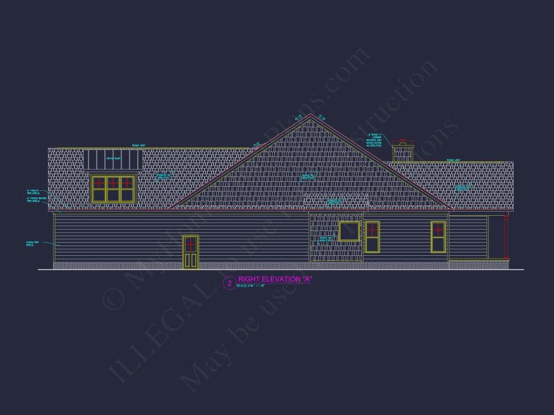 Modern 2-Story house Design with 3 Bedrooms and Garage – CAD Blueprint
