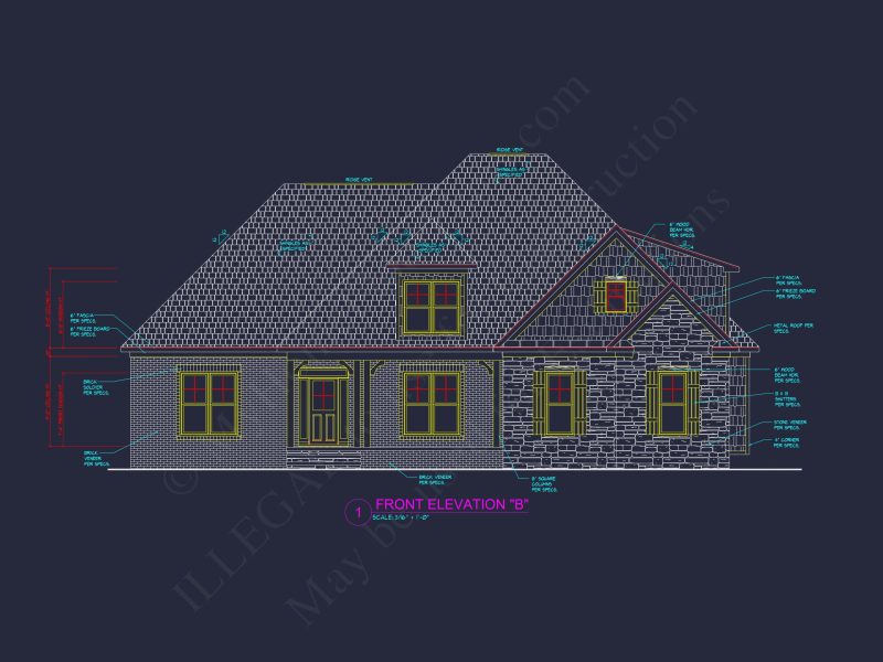 Modern 2-Story house Design with 3 Bedrooms and Garage – CAD Blueprint