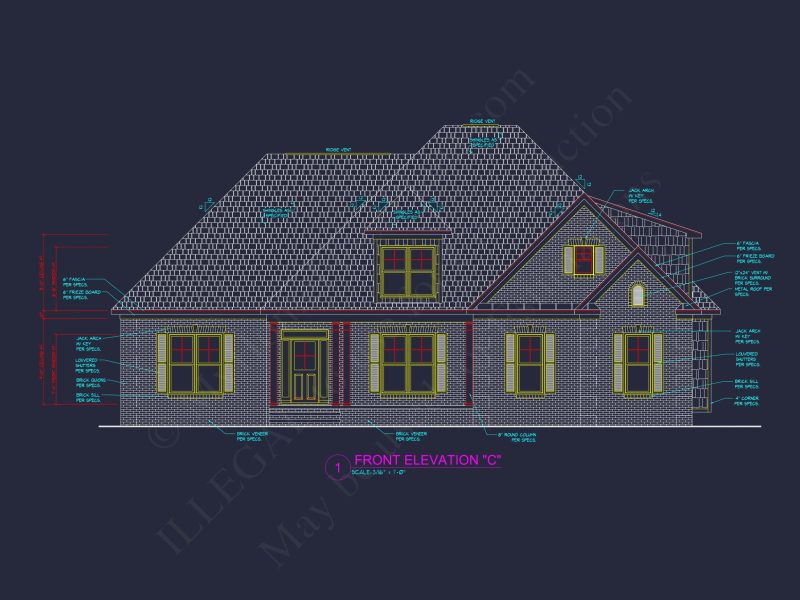 Modern 2-Story house Design with 3 Bedrooms and Garage – CAD Blueprint