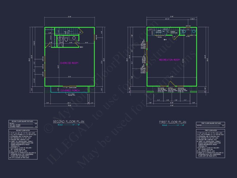 Modern 2-Story house Floor Plan with Detailed CAD Designs