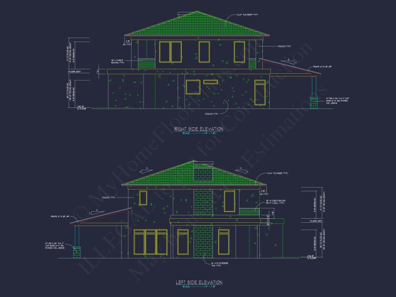 Modern 2-Story house Floor Plan with Detailed CAD Designs