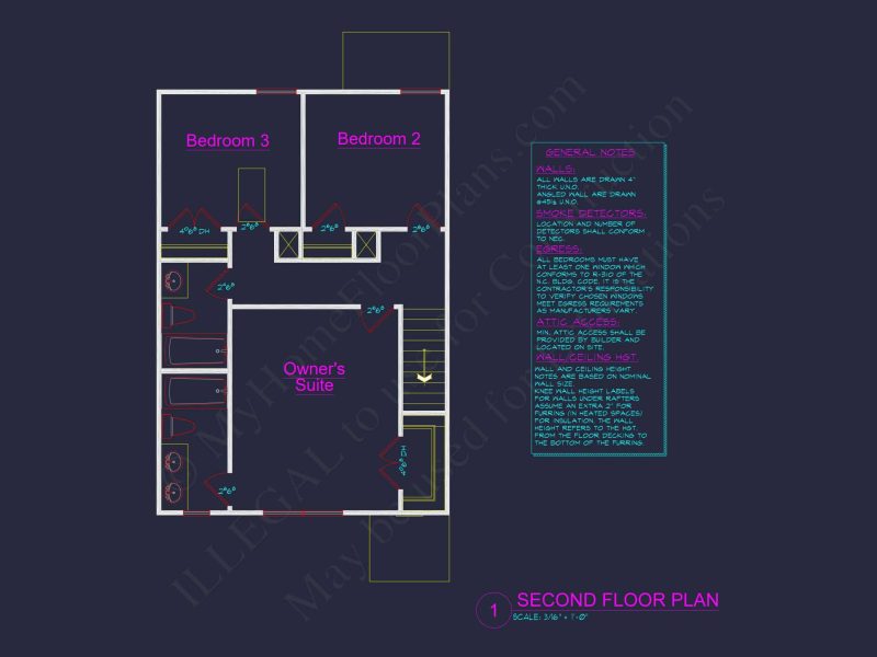 Modern 2-Story house Plan & Blueprint (1374 sq ft)