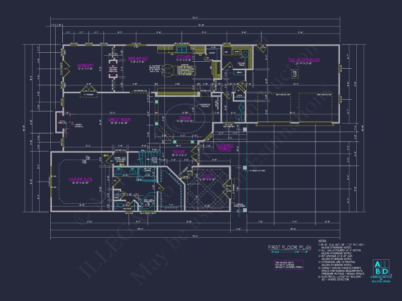 Modern 2-Story house Plan with 4 Bedrooms & CAD Floor Blueprint