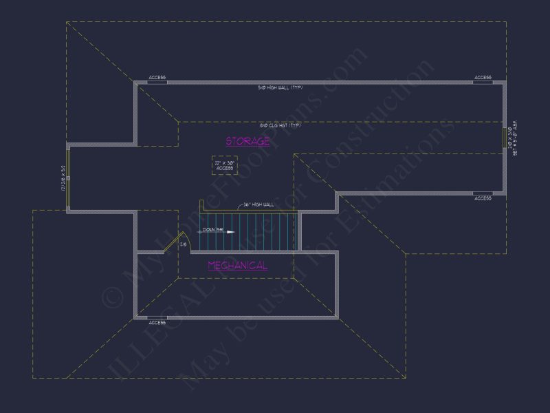 Modern 2-Story house Plan with 4 Bedrooms & CAD Floor Blueprint