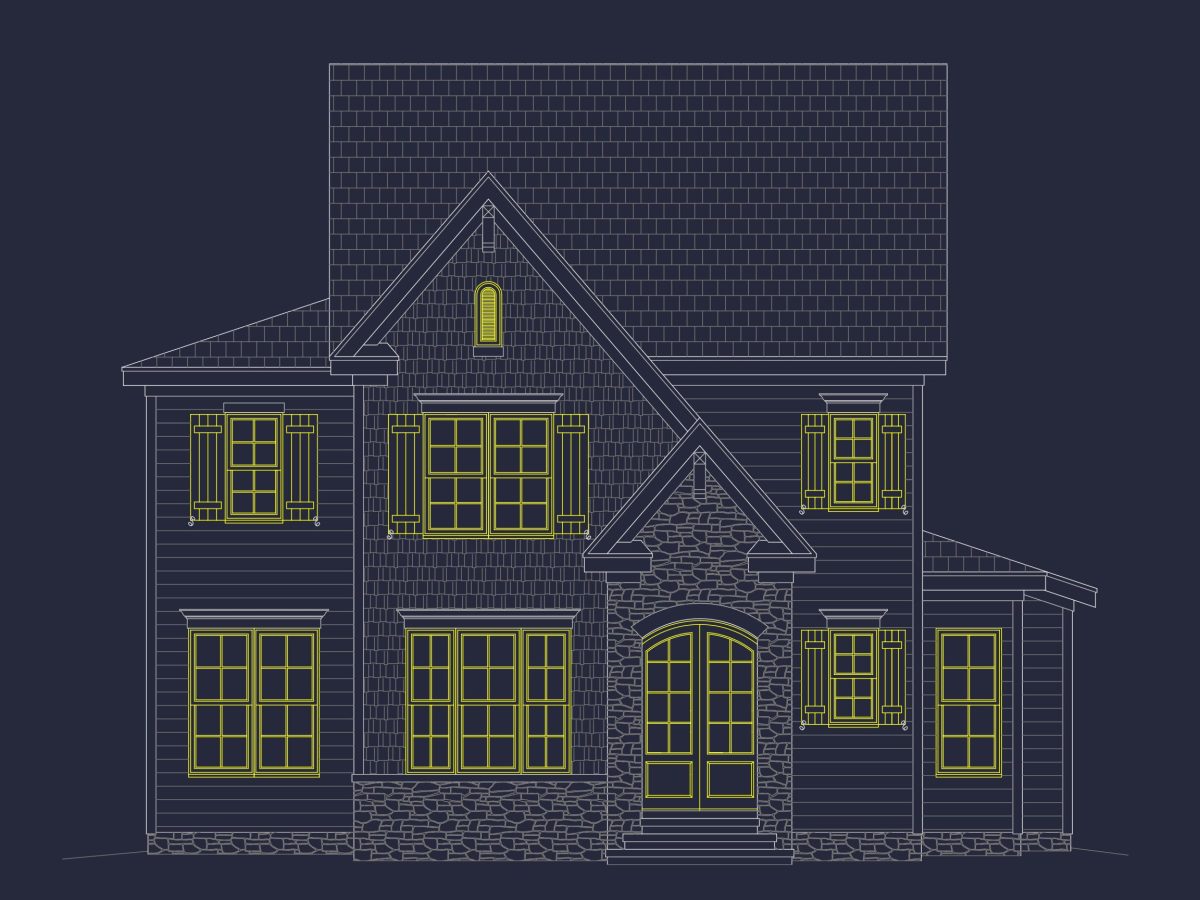 Modern 2-Story house Plan with 4 Bedrooms, CAD Floor Blueprint