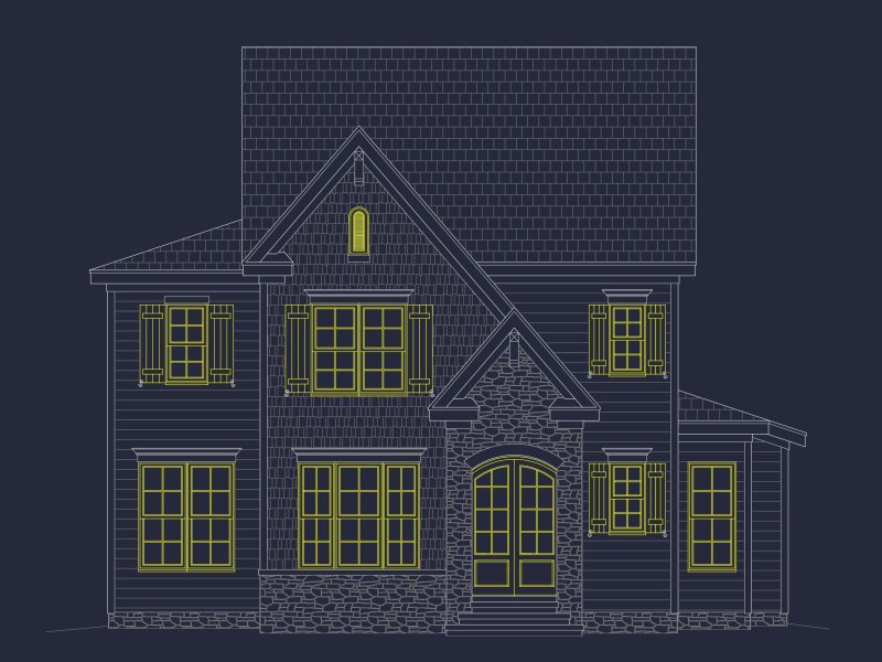 Modern 2-Story house Plan with 4 Bedrooms, CAD Floor Blueprint